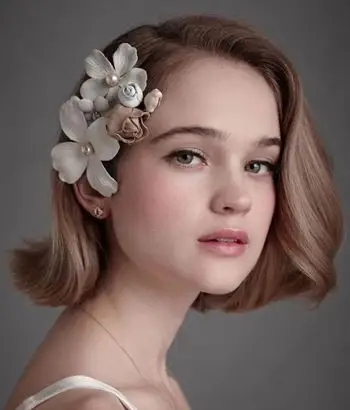 适合短发新娘的时尚发型 中短发新娘发型图片