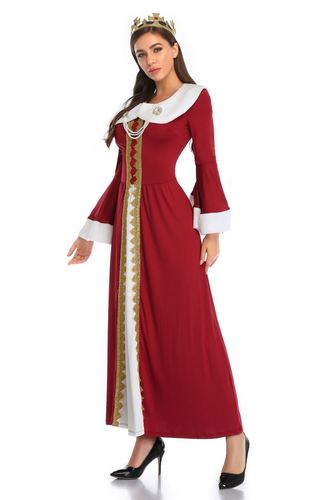 欧洲复古宫廷服中世纪英国女王装圣诞长裙皇后万圣节服装演出服
