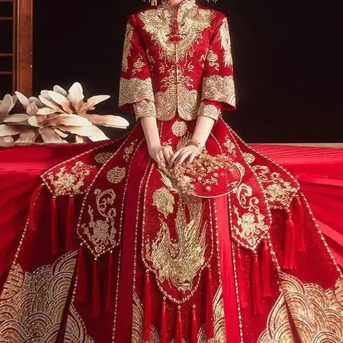 龙凤褂夏季薄款秀禾服新款年显瘦中式礼服敬酒服婚纱-阿里巴巴