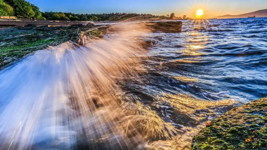 唯美夕阳海滩风景,夕阳,海滩,大海,自然,高清壁纸,桌面图片-壁纸族