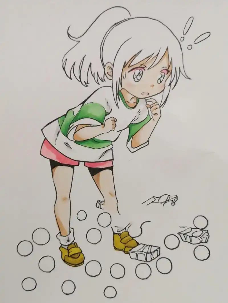 千与千寻 动漫人物马克笔手绘教程 宫崎骏 用格子来定位 人物动态可以