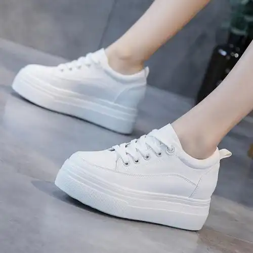 内增高小白鞋女纯白全白厚底松糕鞋2019秋款坡跟厚底休闲运动鞋潮