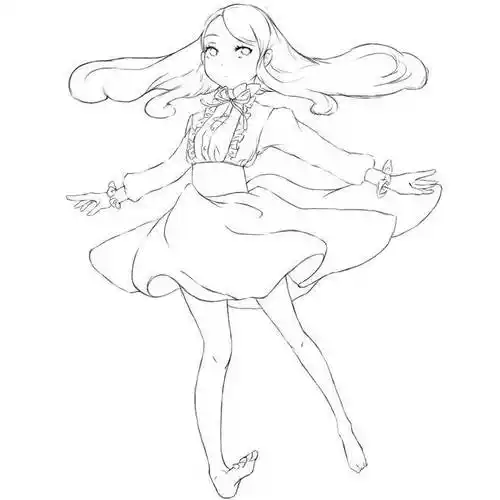 线稿全身漫画卡通人物绘画