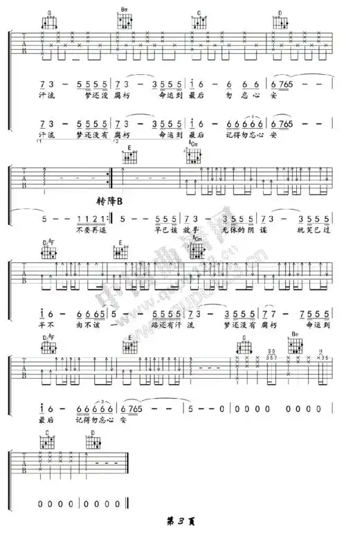 张杰勿忘心安吉他谱