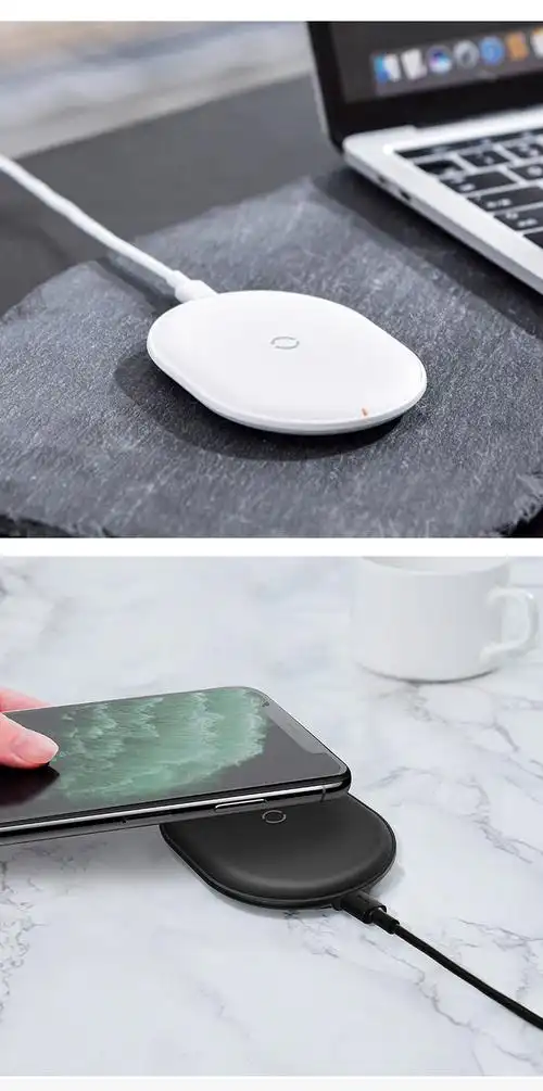 倍思 原石桌面快充超薄便携15w无线充电适配器手机智能耳机无线充