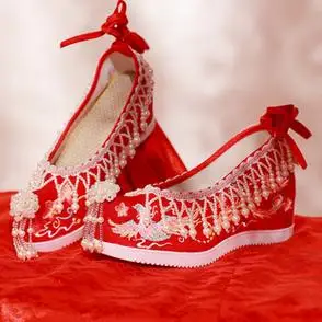 配秀禾服秀禾服鞋高跟中式秀禾明制古风红色汉服新娘结婚子婚鞋