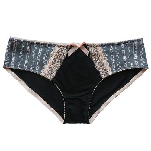 女提臀冰丝透气女式女士低腰内裤三角裤日系复古刺绣蕾丝可爱大码