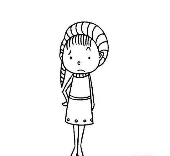小女孩的侧身简笔画