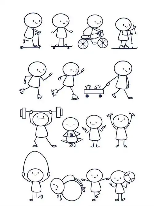 q版小人动态简笔画,存住练习