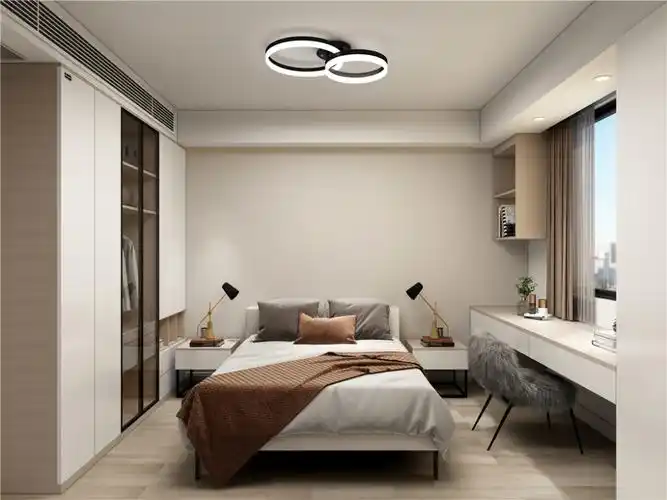 徐汇区宜山路75现代简约两室一厅卧室装修效果图