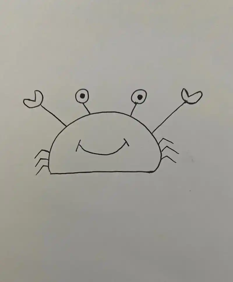快来一起画一只简单又可爱的小螃蟹吧0202#简笔画 #螃蟹简 - 抖音