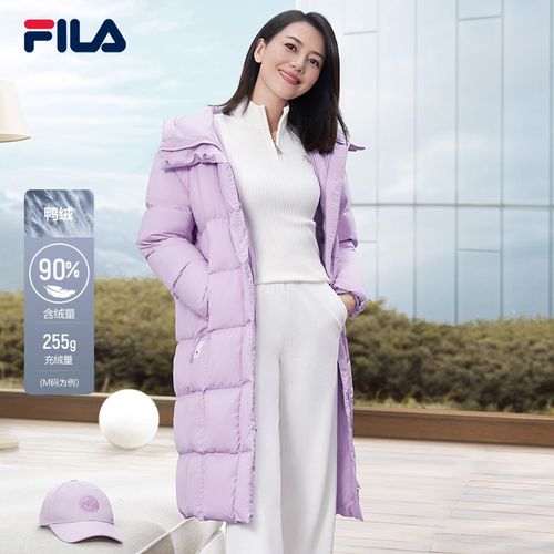 高圆圆同款fila斐乐乐长羽绒服2022时尚休闲连帽保暖运动羽绒服