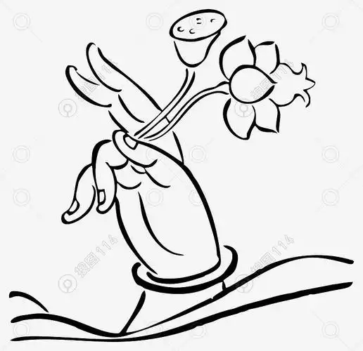 手绘佛手指莲花素材