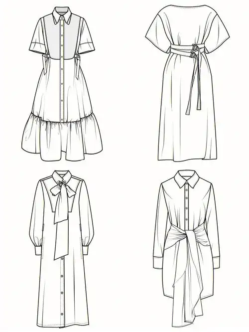 连衣裙|正反面服装款式图|服装设计(12)