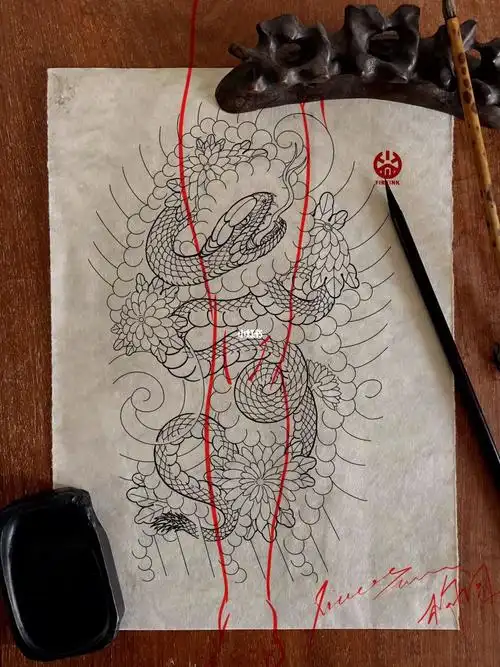 老传统花腿蛇手稿设计