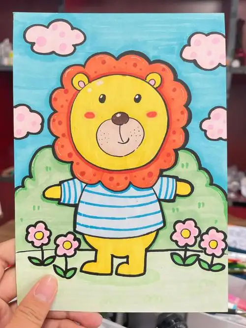 儿童画  #创意儿童画  #创意美术儿童画  #马克笔  #小狮子