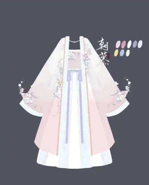 汉服设计草图《兰时槿颜》