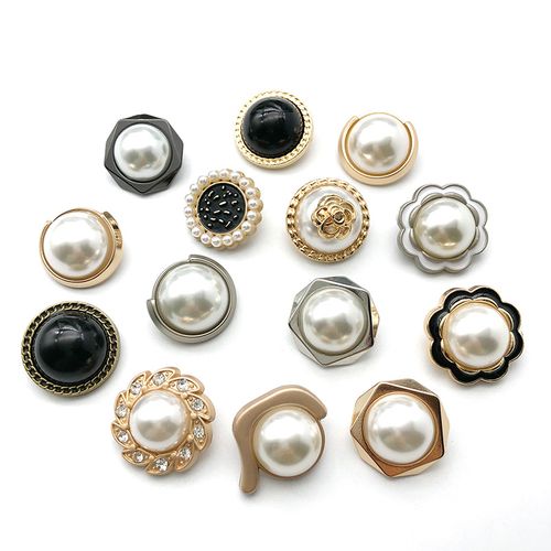 复古金珍珠金属扣子珍珠玫瑰毛呢钮扣装饰外套纽扣