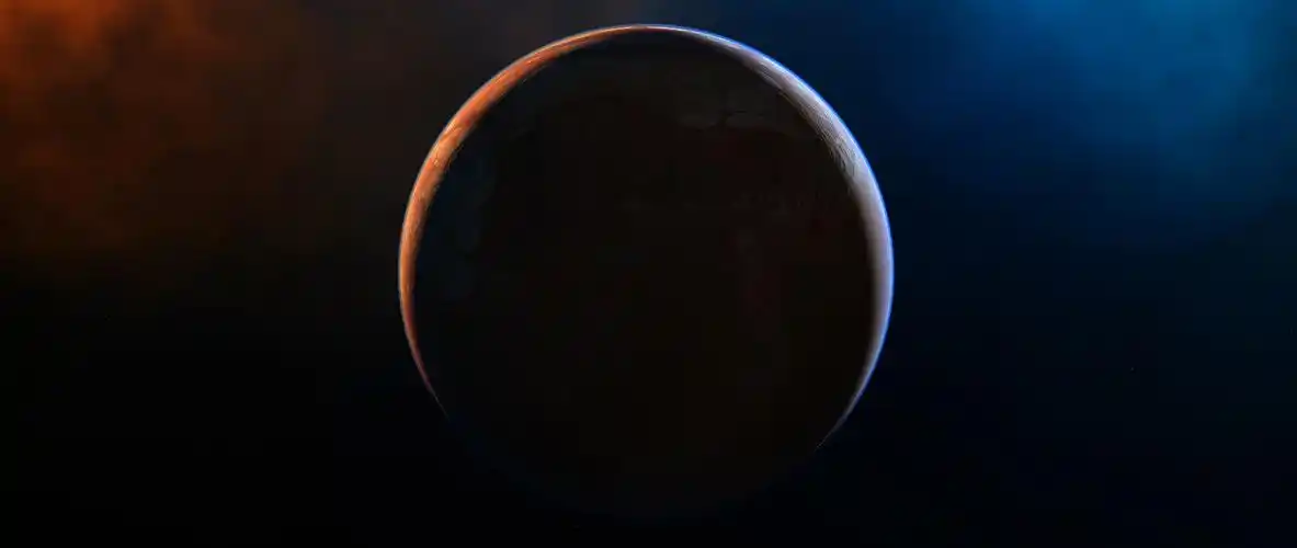 科幻太空星球阴影面4k红蓝色宇宙壁纸