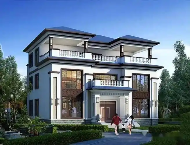 三层新中式农村自建房别墅 18款新中式田园别墅设计效果图_房子_信号