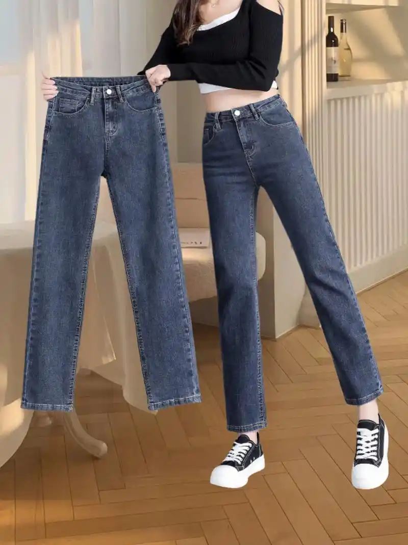 高腰弹力牛仔裤