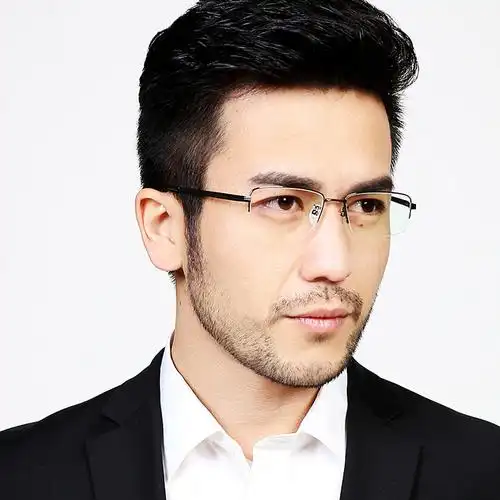 新款高端纯钛框架眼镜 男士半框眼镜架 时尚商务近视眼镜框 .