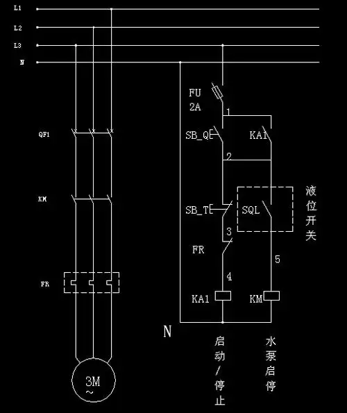自动水位控制带常开常闭触点带浮球开关怎么接线