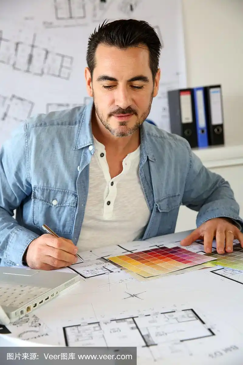 建筑师在办公室制定计划