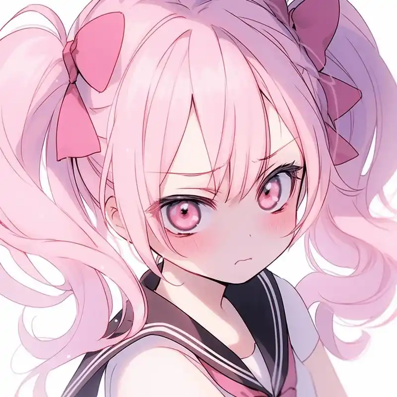 "谁不爱粉红色的双马尾呢!"#动漫女头 #女生头像 #ai绘 - 抖音