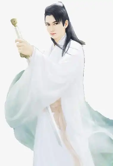 白衣潇洒剑客古风手绘