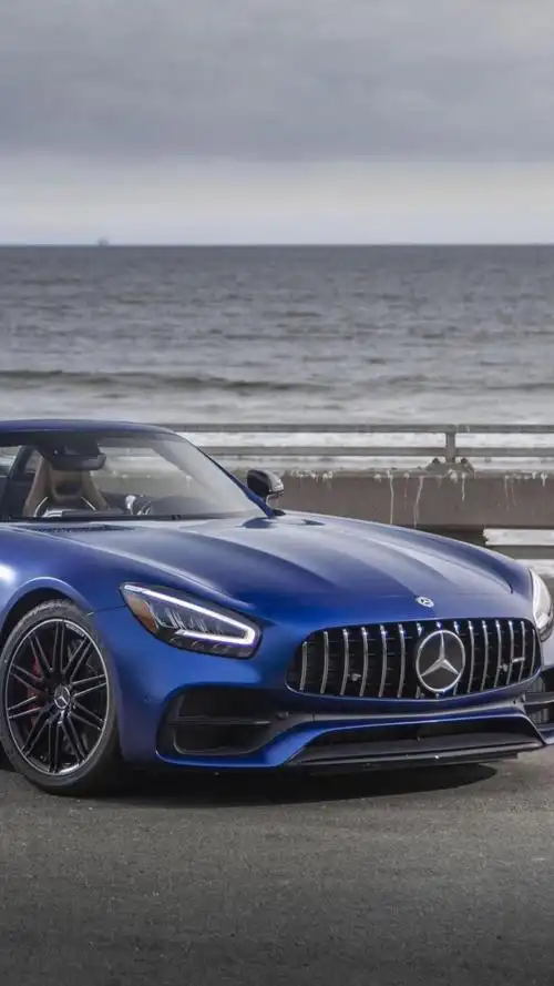 霸气炫酷蓝色奔弛跑车