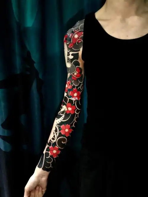 日式老传统  #老传统花臂  #樱花臂