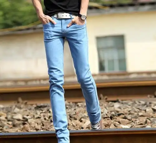 2014春款潮男裤修身牛仔裤男士铅笔裤男裤小脚裤紧身裤男 3