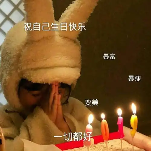祝自己生日快乐暴富暴瘦变美一切都好暴瘦变美生日快乐暴富一切表情