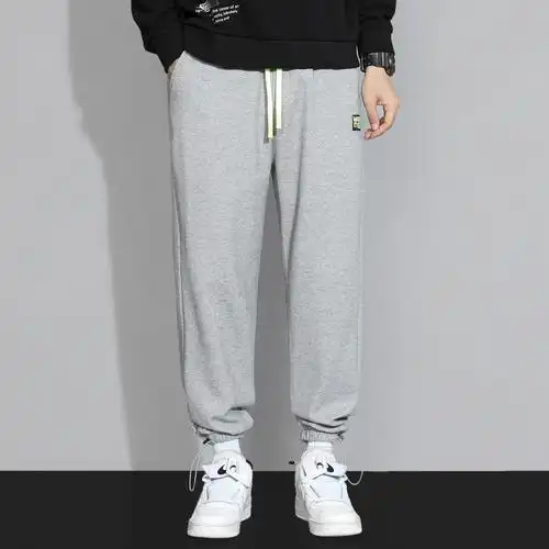 champion捍卫冠军灰色运动裤男夏季薄款宽松直筒束脚九分卫裤韩版潮流