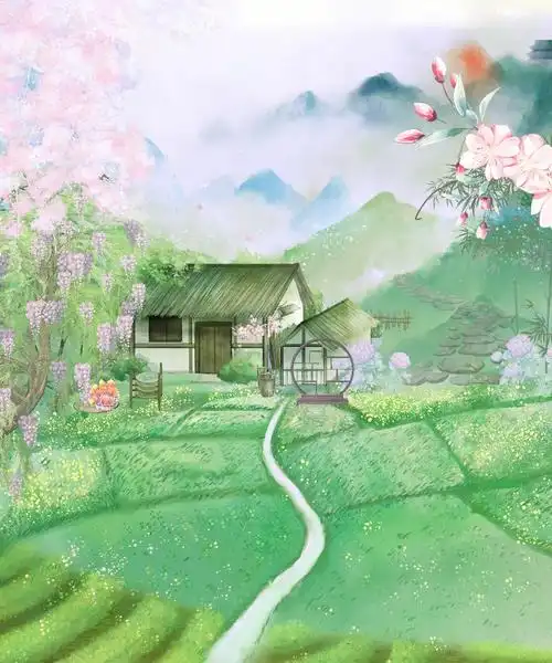 装进镜子里田园风光古风壁纸