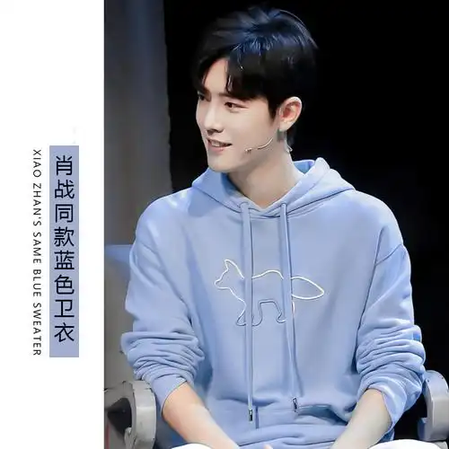 肖战明星同款卫衣狐狸刺绣衣服宽松连帽秋冬卫衣