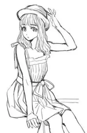 肖像女孩简笔画摩登手绘少女简笔画关键词背书包的原创商用元素小女孩