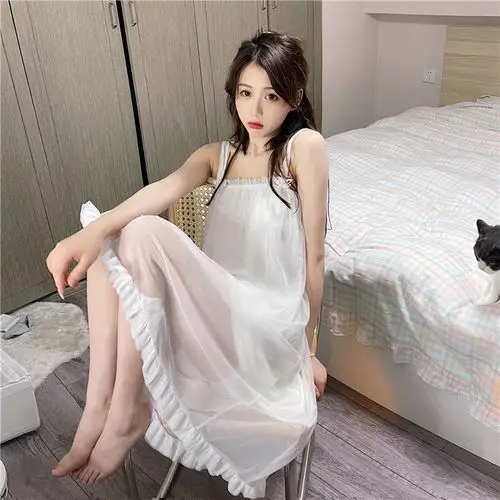 公主纯欲吊带睡裙女夏季薄款性感蕾丝宫廷风甜美可外穿抹胸睡衣裙