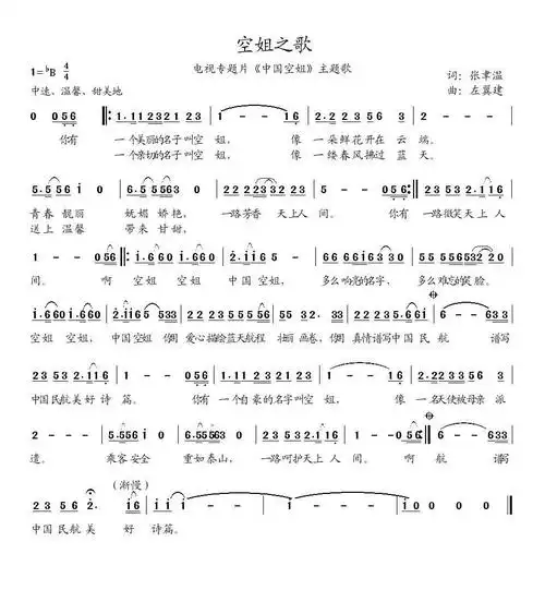 空姐之歌(电视专题片《中国空姐》主题曲)