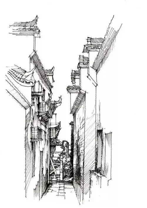 一行手绘原创精选100幅中国古建筑钢笔画步骤图视频解说送给勤奋得让