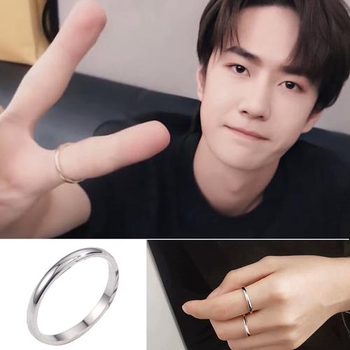 王一博周边同款戒指环简约光圈玫瑰金色细圈关节戒素圈冷淡风戒指