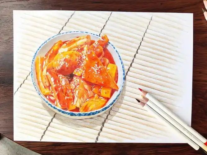 彩铅美食  迟到的大寒炒年糕#彩铅画 #彩铅手绘 #千寻物语 - 抖音