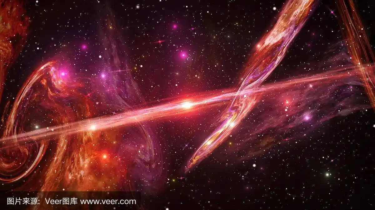 宇宙与星系,星星和彩色星云的黑暗星空背景3d插图