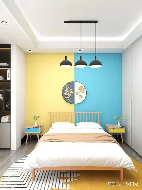 齐家设计师建议卧室选挂画拼色墙好看又省钱