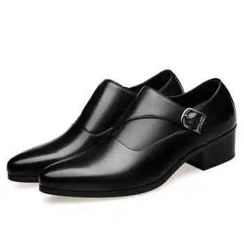 男式高跟单皮鞋男士增高鞋英伦潮流商务装尖头男真皮透气欧版西装男鞋