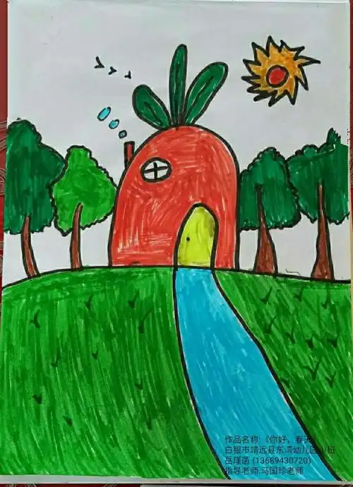 东湾幼儿园小班积极参加"你好, 春天"主题公益征文绘画活动