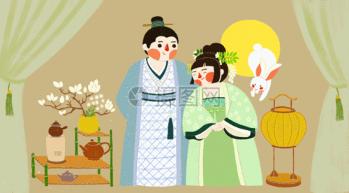 古风古装情侣人物卡通gif动图图片素材