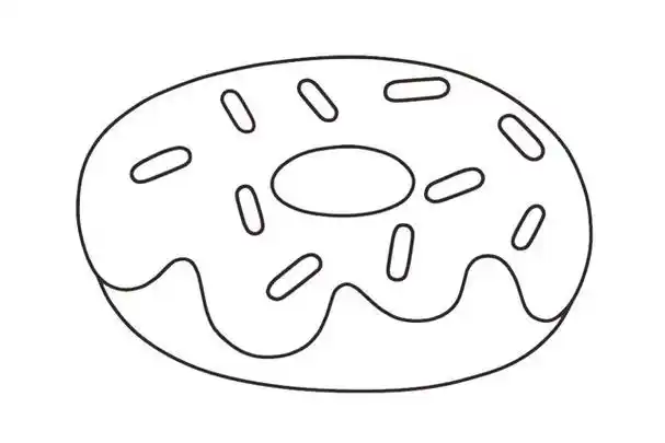 甜甜圈简笔画彩色可爱_甜甜圈简笔画画法步骤图片