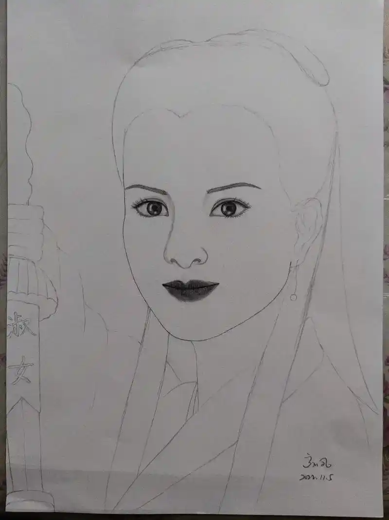 神雕侠侣小龙女,画不出神韵,继续努力.#创作灵感 #素描头像 - 抖音